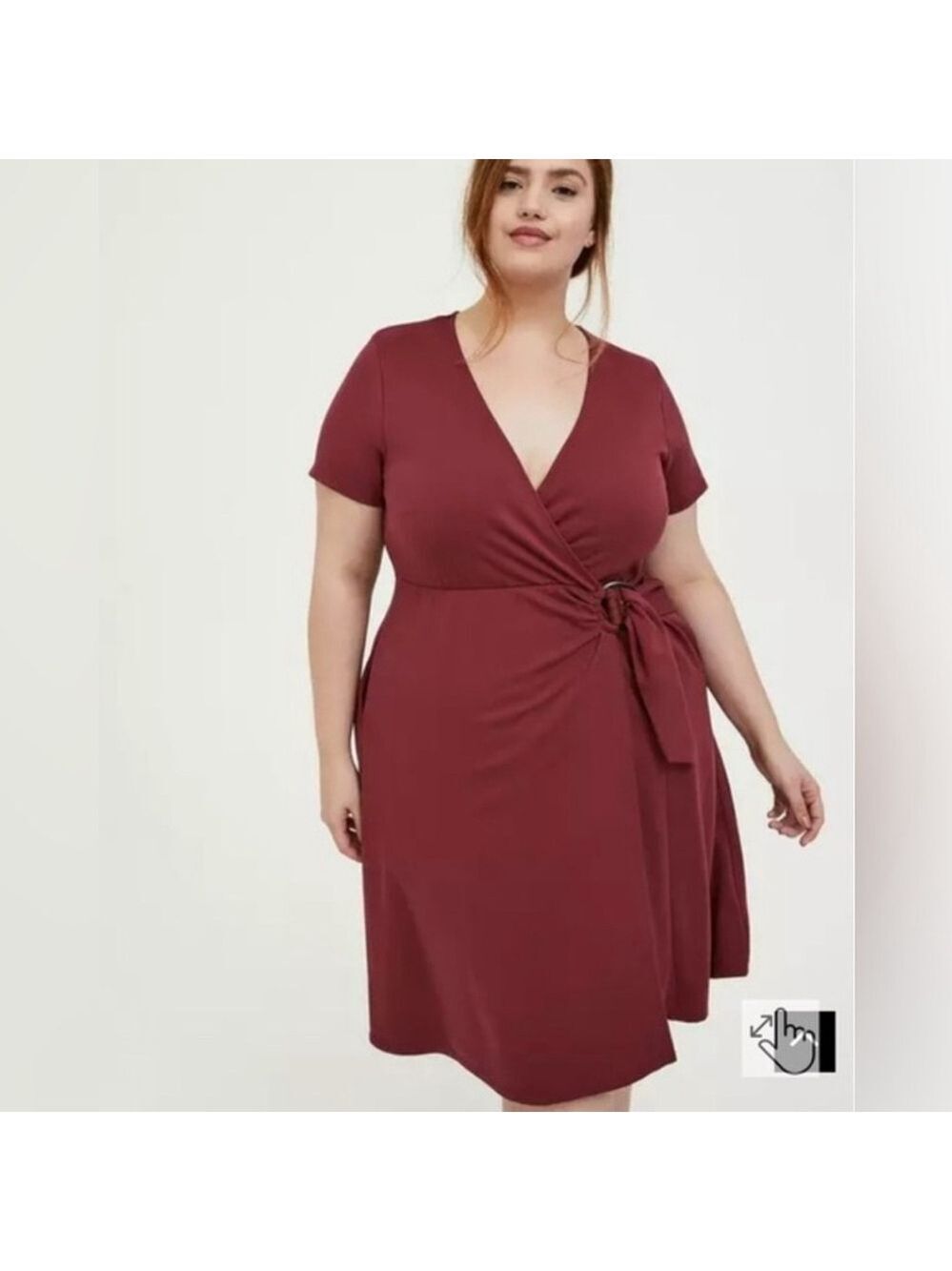 Torrid 2 Berry Ponte O Ring Surplice jersey Dress Fits 18-20 stretchy